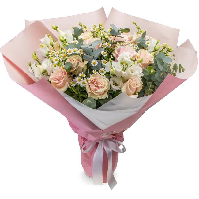 Flower of roses and lisianthus